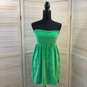 Juicy Couture Y2K tube top baby doll mini dress cover-up green M